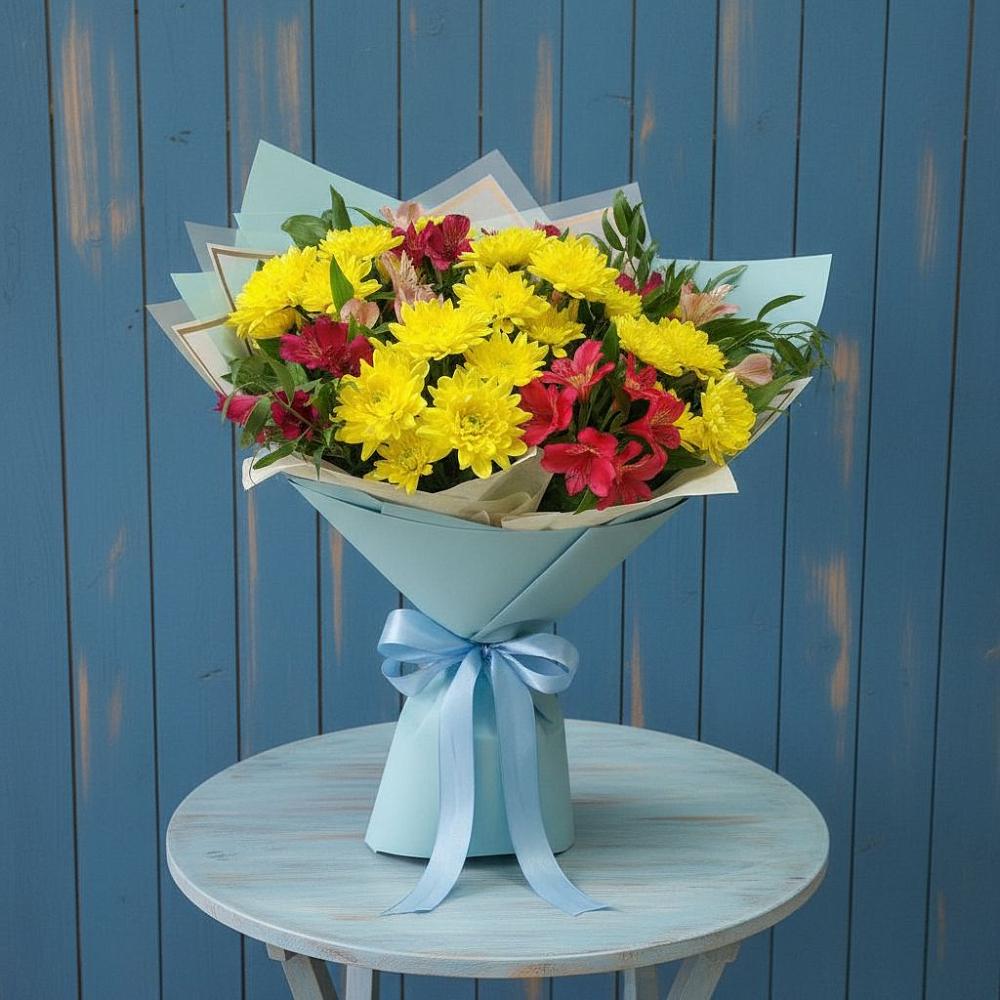 Букет цветов из: Альстромерии и Хризантемы в Володино