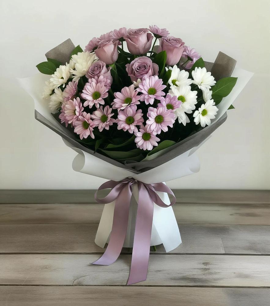 Букет цветов из: Хризантемы и Розы в Володино