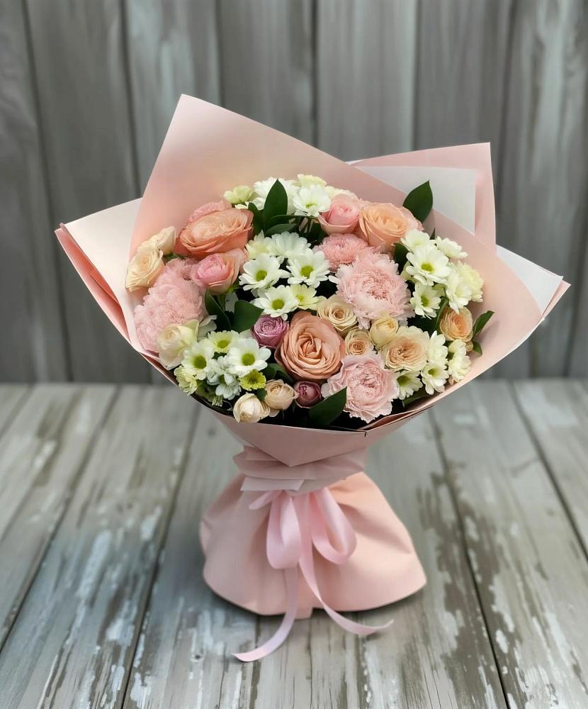 Букет цветов из: Гвоздики, Розы и Хризантемы в Володино