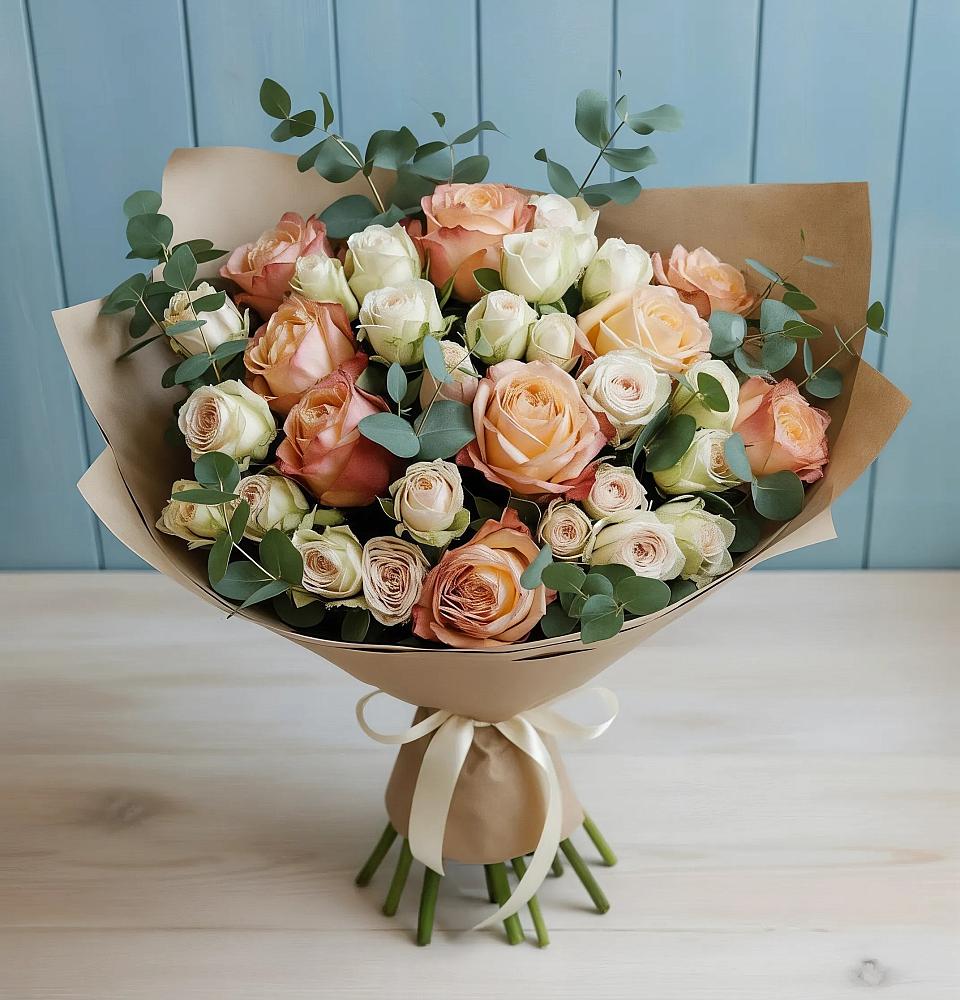 Букет цветов из: Альстромерии и Розы в Володино