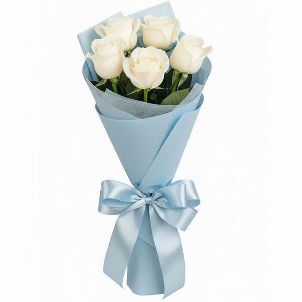 Букет 5 Белых роз Проуд в Володино