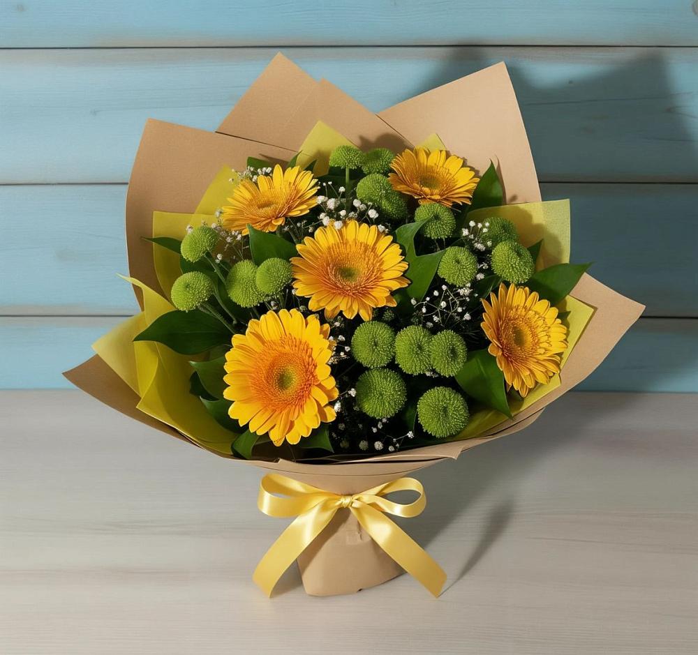 Букет цветов из: Герберы и Хризантемы в Володино