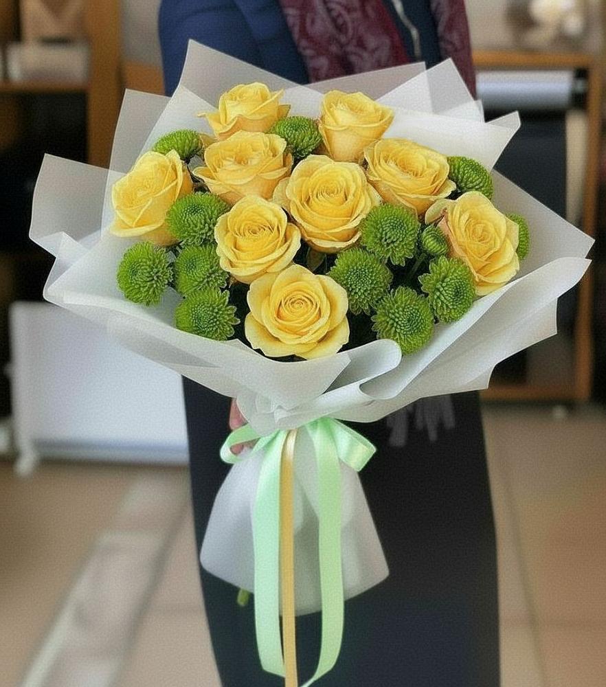 Букет цветов из: Хризантемы и Розы в Володино