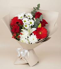 Букет цветов из:  Розы, Хризантемы, Герберы и Лилии в Володино