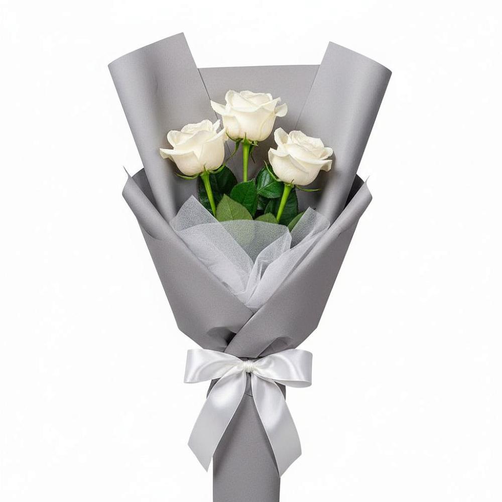Букет 3 белые розы в Володино