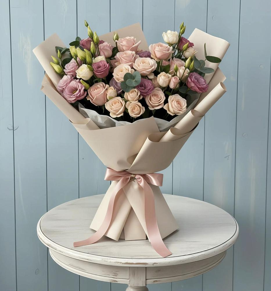 Букет цветов из: Розы и Лизиантусы в Володино