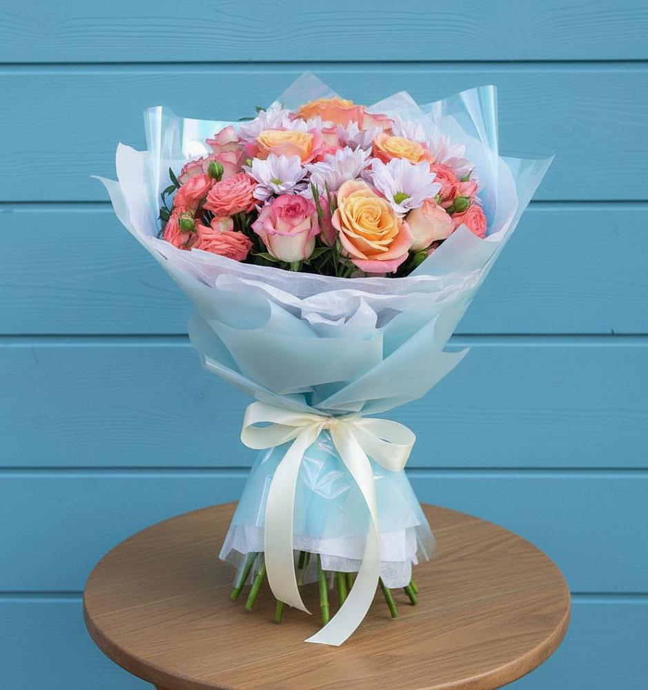 Букет цветов из: Хризантемы и Розы в Володино