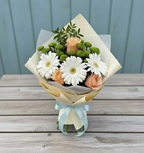 Букет цветов из:  Герберы, Розы и Хризантемы в Володино
